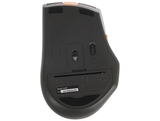 Мышь беспроводная A4 Fstyler FG30 серый/оранжевый оптическая (2000dpi) беспроводная USB (6but) (Быт)